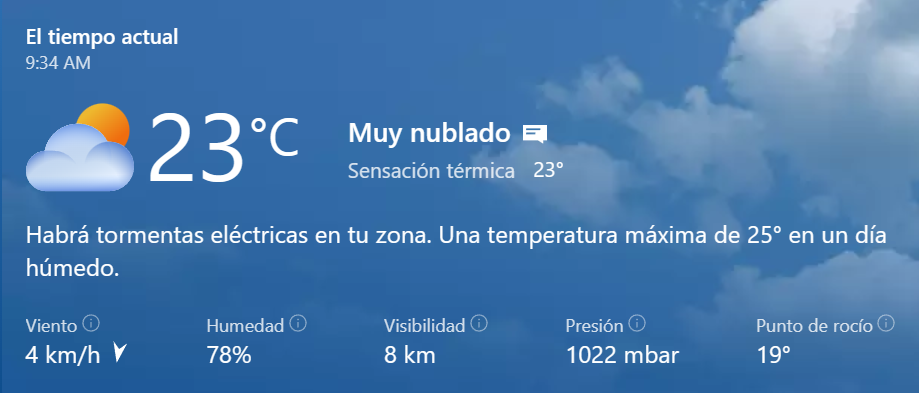 Clima para el 10 de mayo.