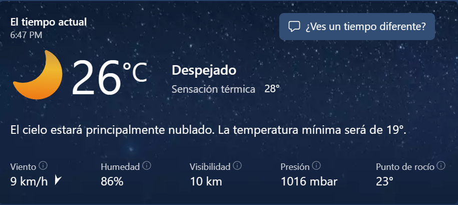 Clima para el 18 de mayo.