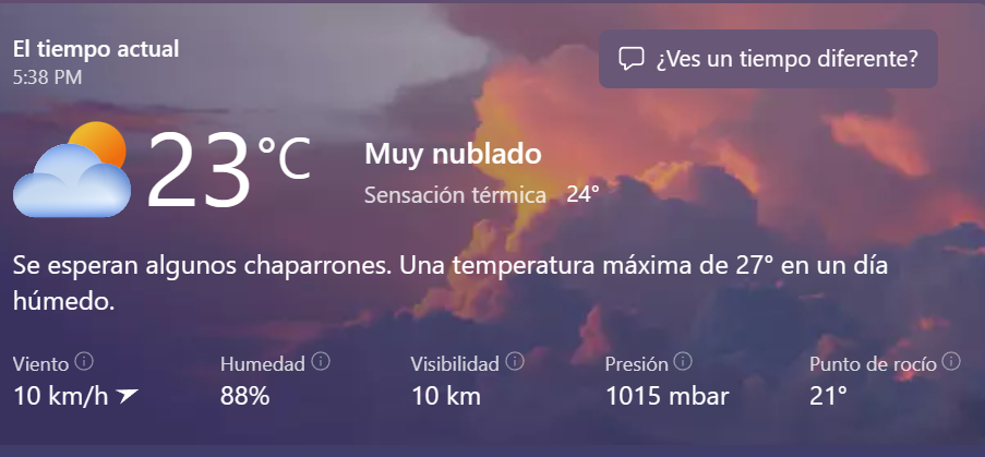 Clima para el 24 de mayo.