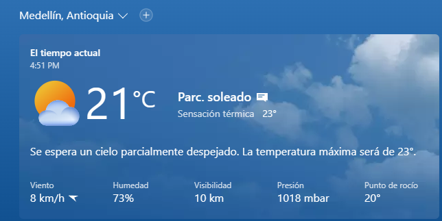 El clima Marzo 20 de 2023.