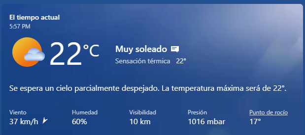 Clima para el 21 de Marzo.