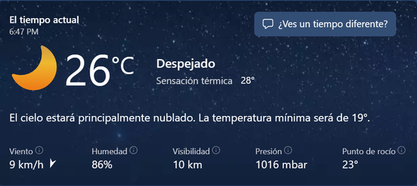Clima para el 18 de mayo.