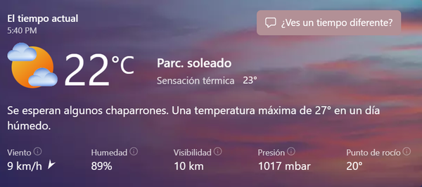 Clima para el 29 de mayo.