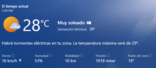 Clima para el 9 de mayo.